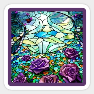 Stained Glass Roses Sticker